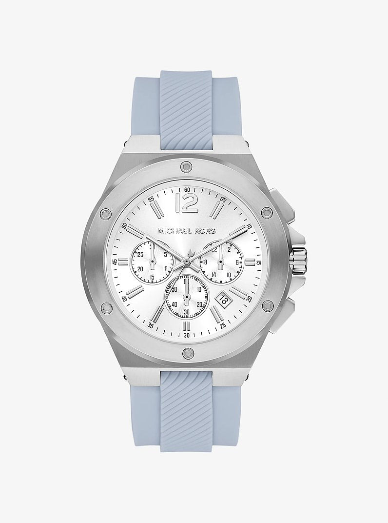 Oversized Lennox Silver-Tone and Silicone Watch Silver Silver