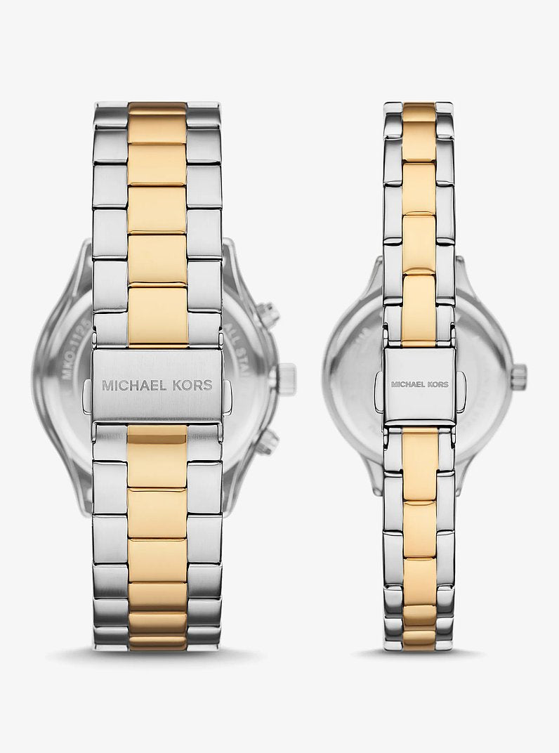 Aspyn His and Hers Pave Two-Tone Watch Set Two Tone Two Tone