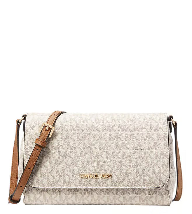 Michael Kors Vanilla Jet Set Logo Medium Cross Body Bag