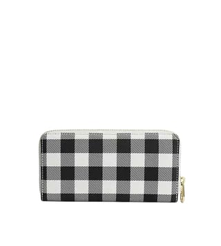 Coach Black White Gingham Checks Zip Around Wallet