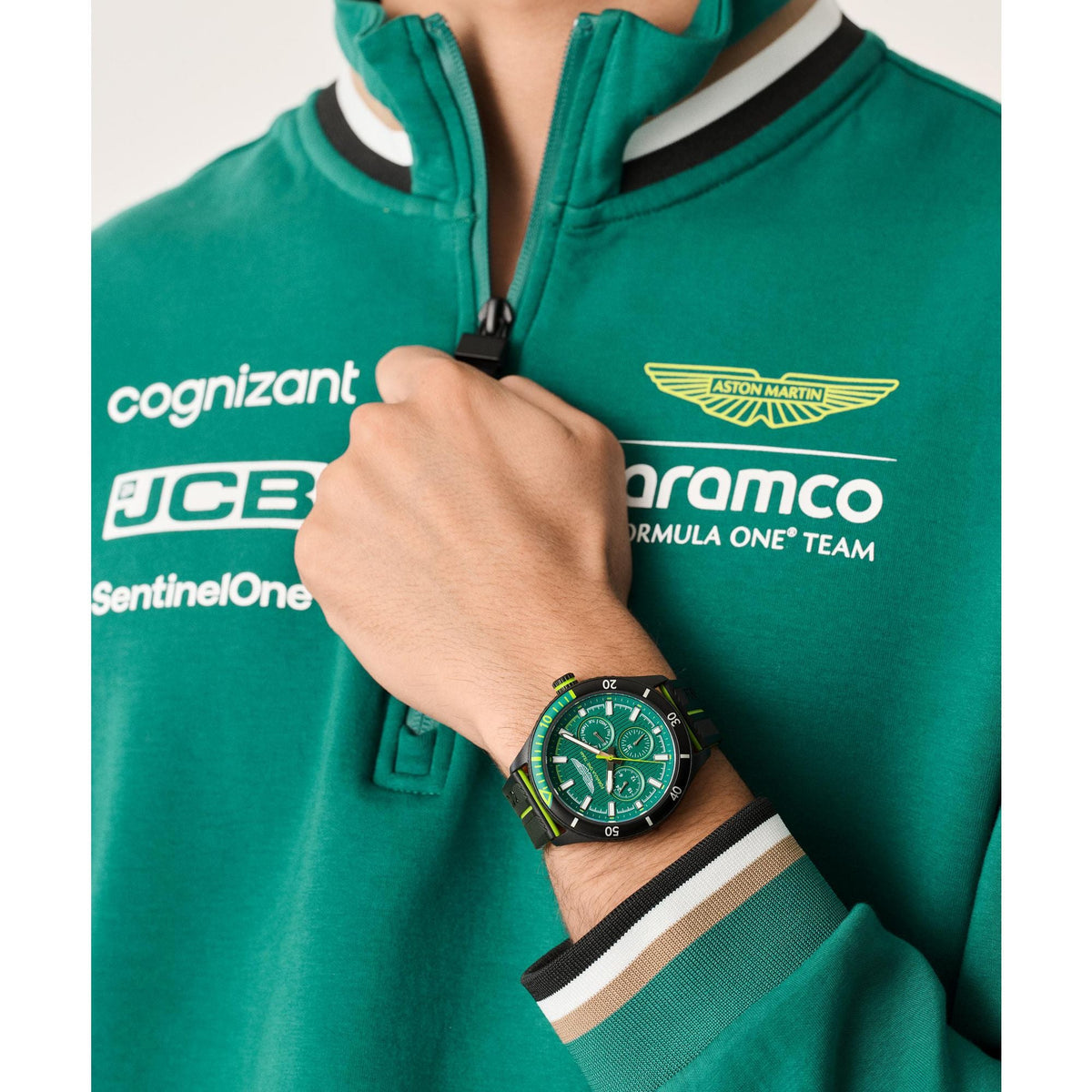 Aston Martin Green Round Dial Analog Men's Watch MTFP1F50343