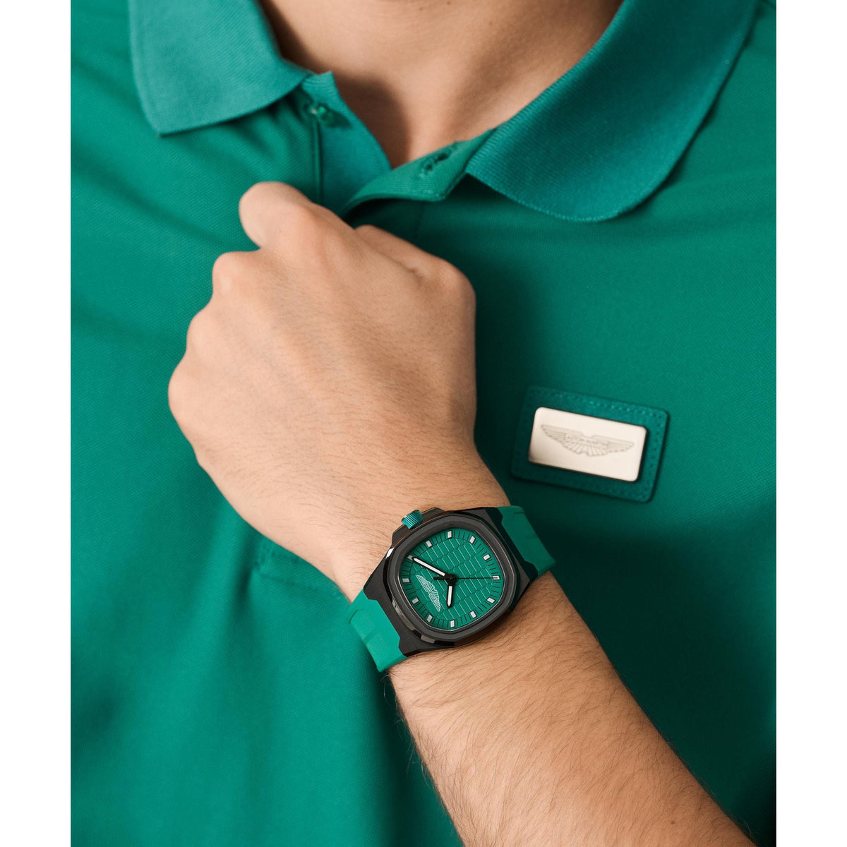 Aston Martin Green Square Dial Analog Men's Watch MTIG1F5013E