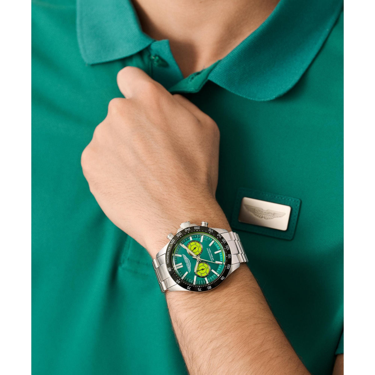 Aston Martin Green Round Dial Analog Men's Watch MTIS1F5023E
