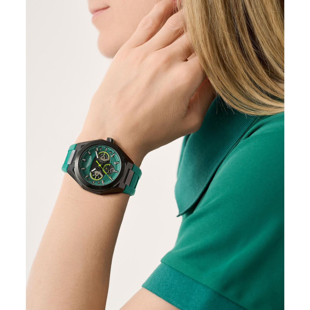 Aston Martin Green Octogonal Dial Analog Men's Watch MTRI1F5033E