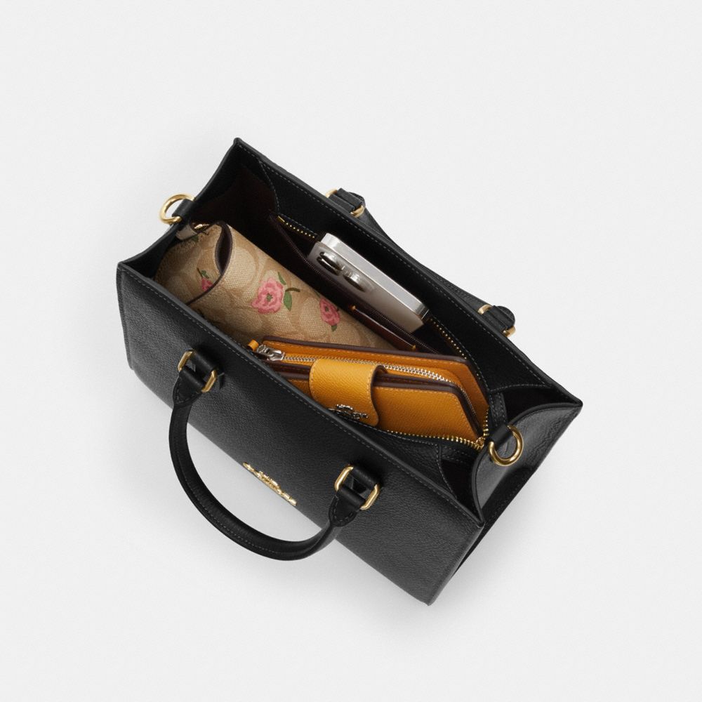 Coach Maggie Small Tote Bag In Signature Leather Gold Black