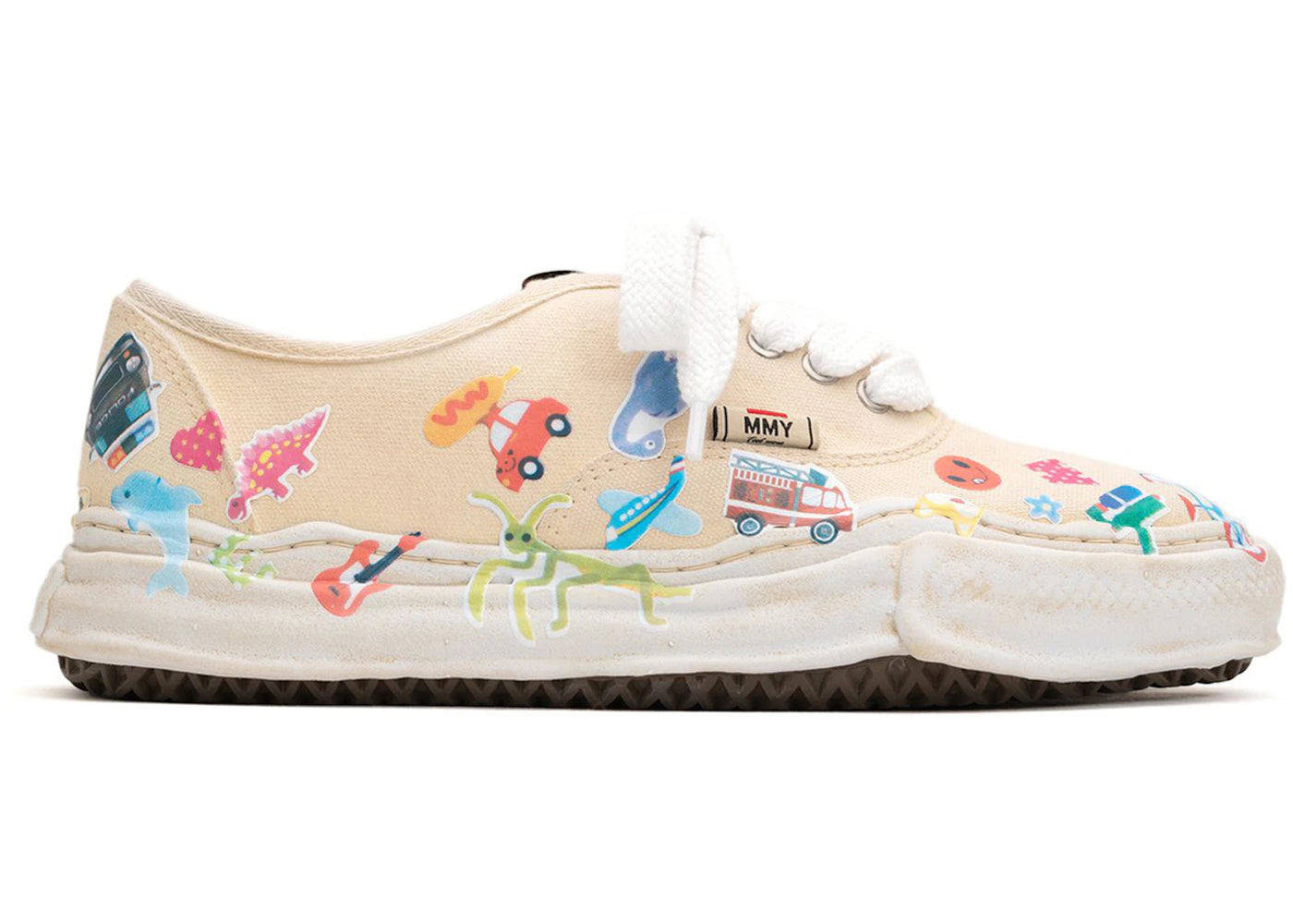 maison mihara yasuhiro baker og sole canvas low printed sticker white