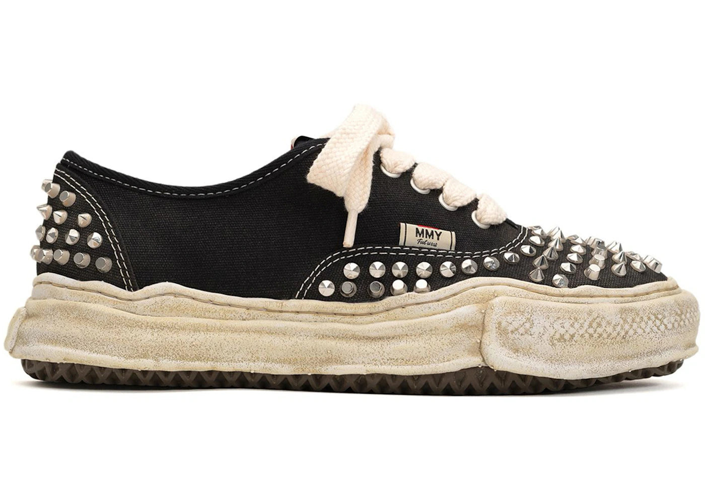 maison mihara yasuhiro baker og sole studded canvas low black