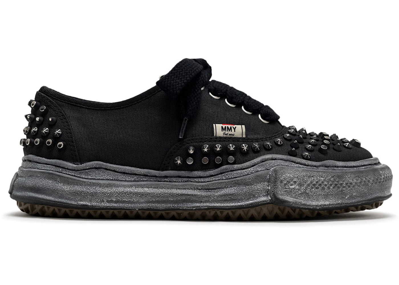 Maison Mihara Yasuhiro Baker Og Sole Studded Canvas Low Triple Black