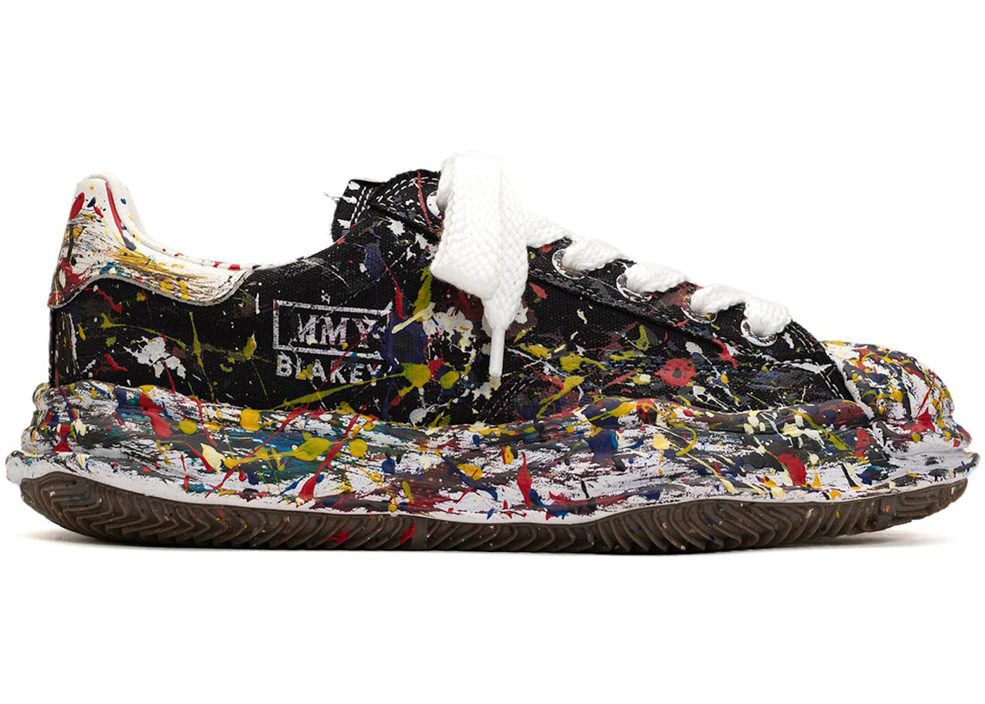 maison mihara yasuhiro blakey og sole canvas low sputtering paint black white