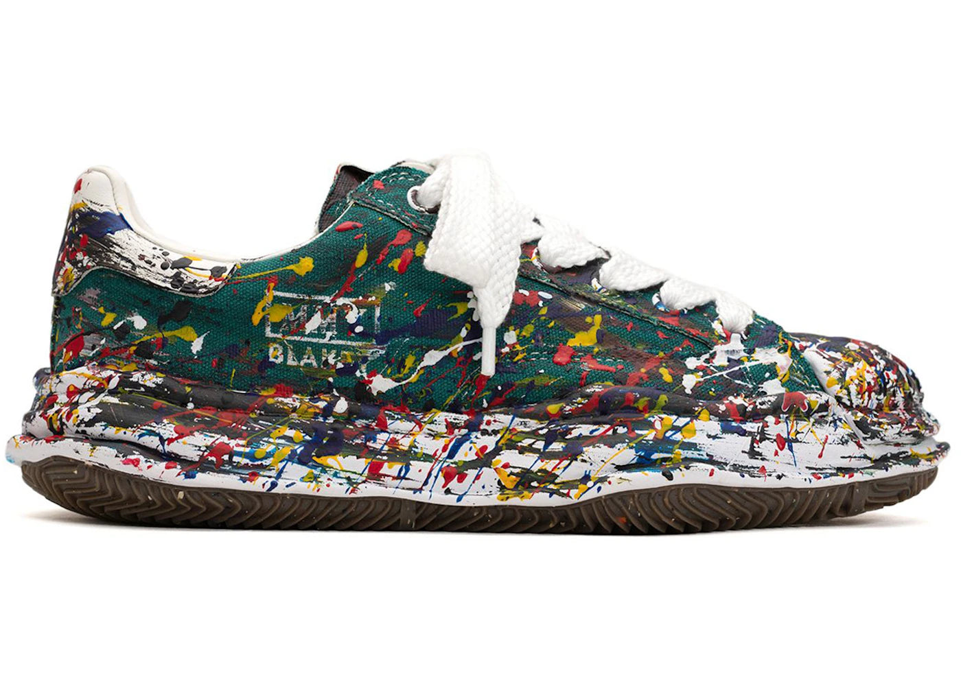 maison mihara yasuhiro blakey og sole canvas low sputtering paint green