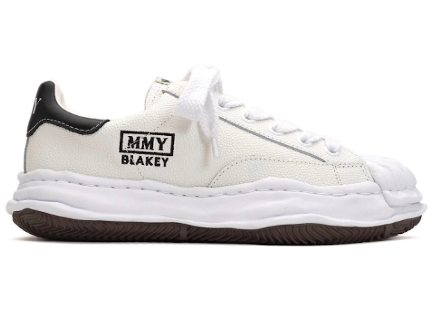 maison mihara yasuhiro blakey og sole embossed leather low white