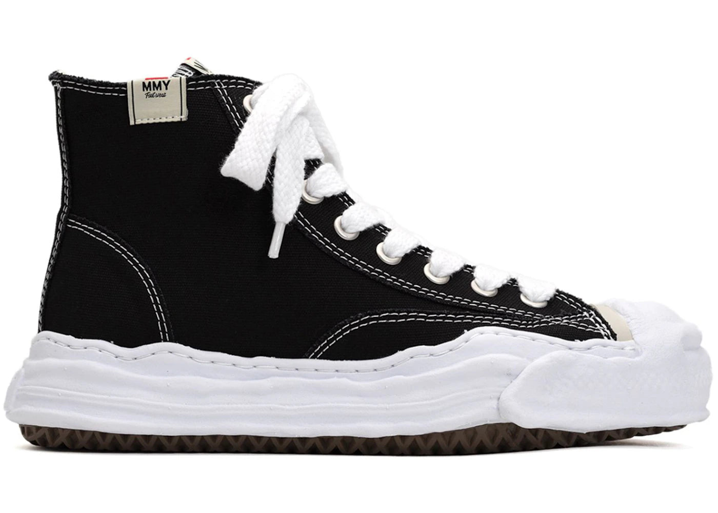 maison mihara yasuhiro hank og sole canvas hi black white