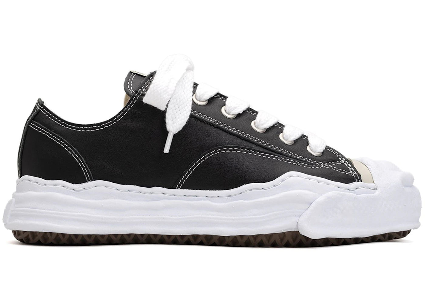 maison mihara yasuhiro hank og sole leather low black white