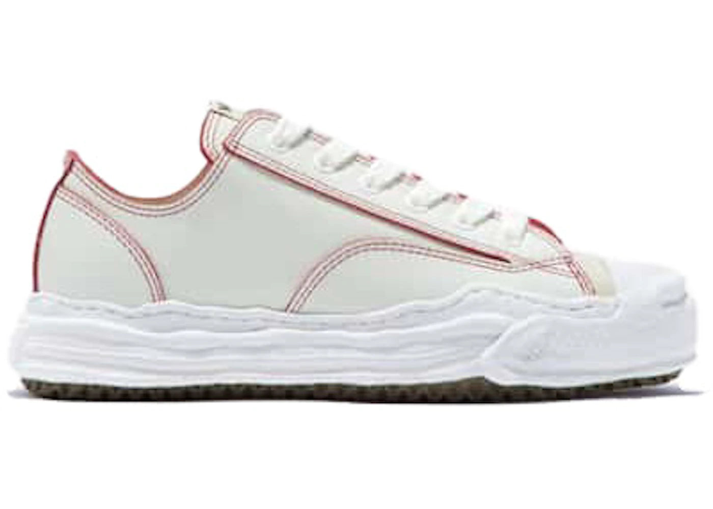 maison mihara yasuhiro hank og sole red line leather low white