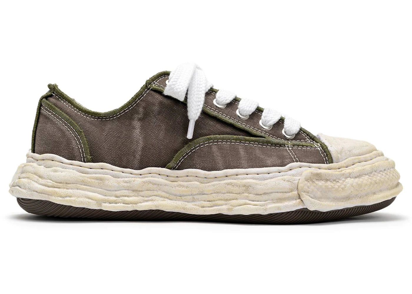 Maison Mihara Yasuhiro Peterson 23 Og Sole Vintage Effect Embroidered Canvas Low Khaki