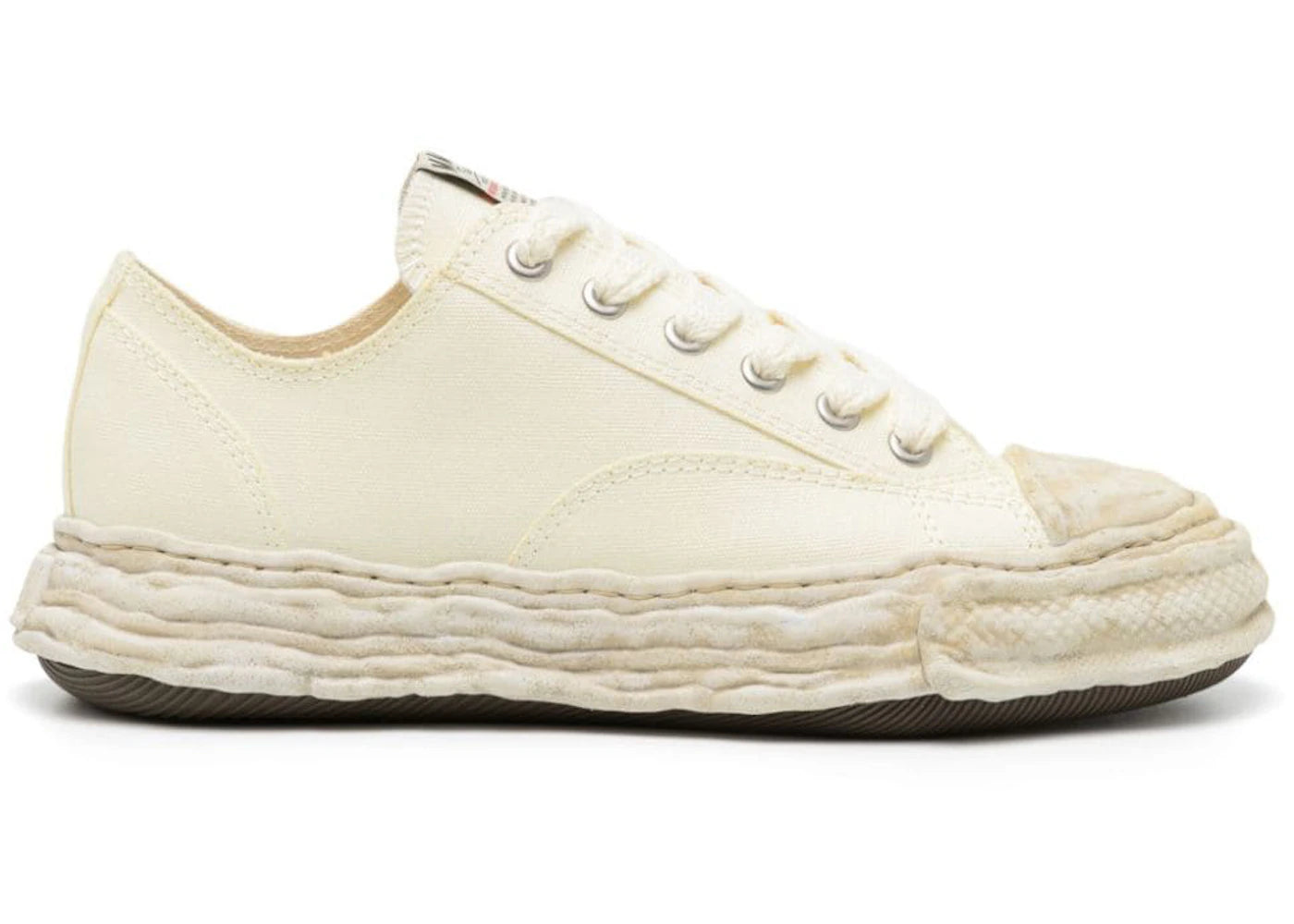 maison mihara yasuhiro peterson 23 og sole canvas low garment dyed white