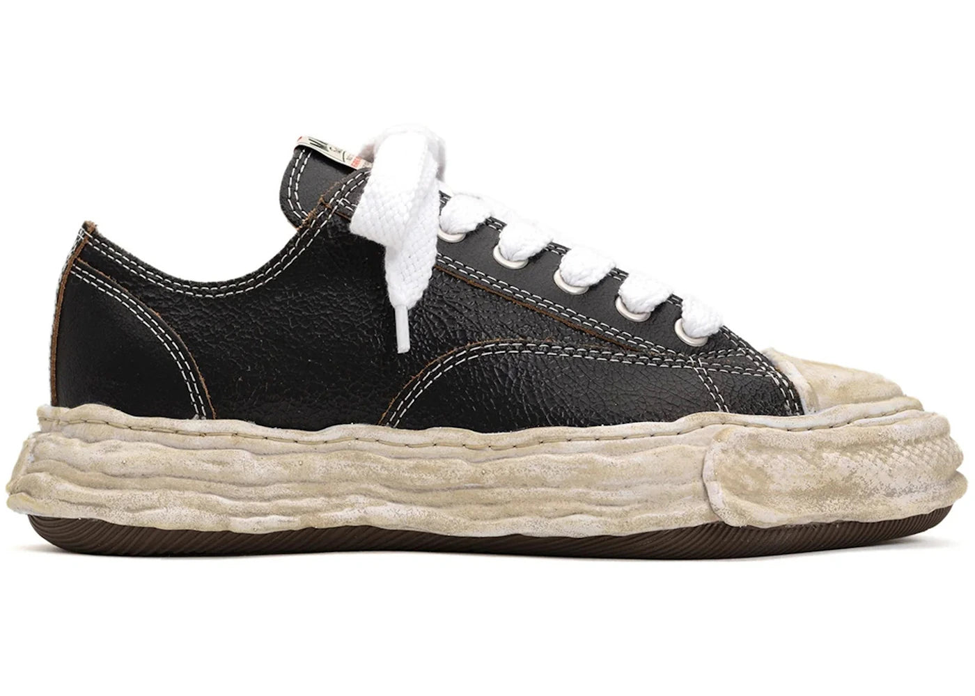 maison mihara yasuhiro peterson og sole leather low cracking leather black white