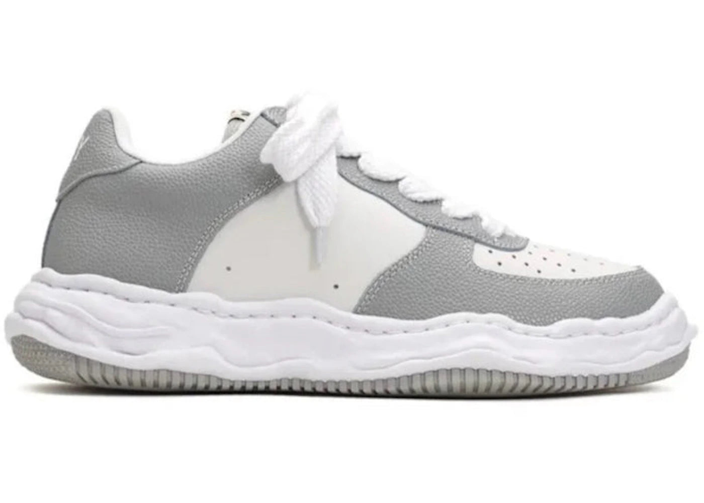 maison mihara yasuhiro wayne og sole embossed leather low grey white