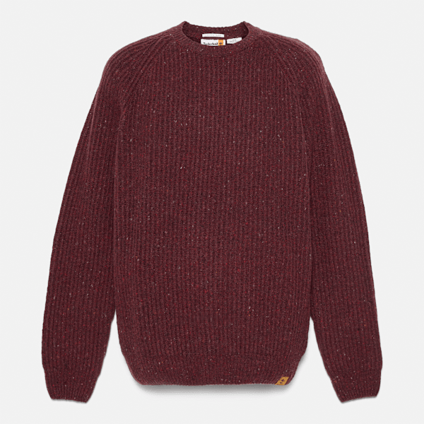 Timberland Chunky Yarn Crewneck Sweater Burgundy Heather Men'S