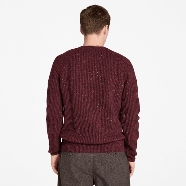 Timberland Chunky Yarn Crewneck Sweater Burgundy Heather Men'S
