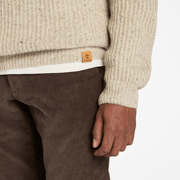 Timberland Chunky Yarn Crewneck Sweater Light Beige Heather Men'S