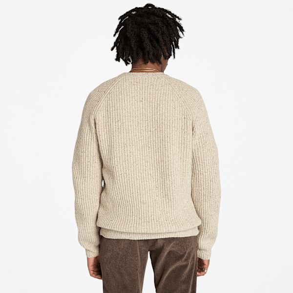 Timberland Chunky Yarn Crewneck Sweater Light Beige Heather Men'S