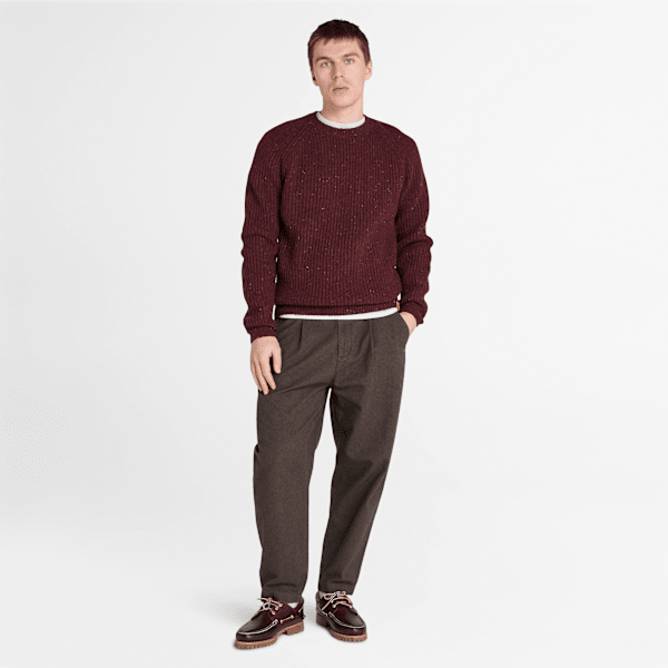 Timberland Chunky Yarn Crewneck Sweater Burgundy Heather Men'S