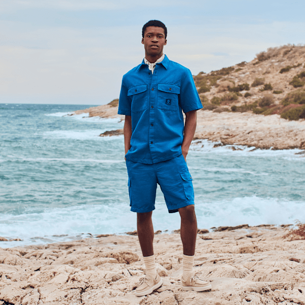 Timberland Cotton Linen Utility Short Dark Denim Men'S