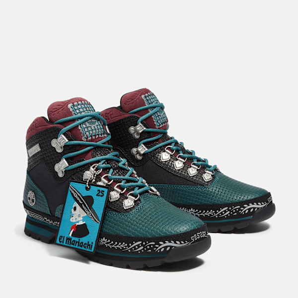 Timberland Mens Dia De Muertos Euro Hiker Boot Teal Full-Grain