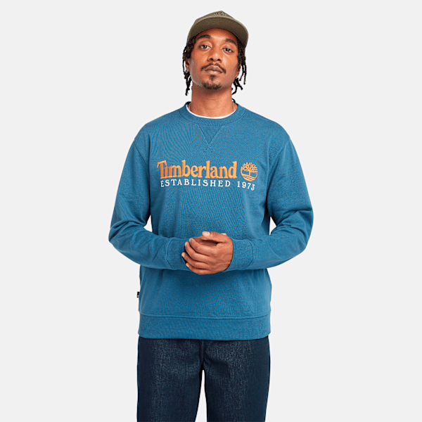 Timberland Established 1973 Embroidered Logo Crew Neck Sweatshirt Dark Denim Men'S