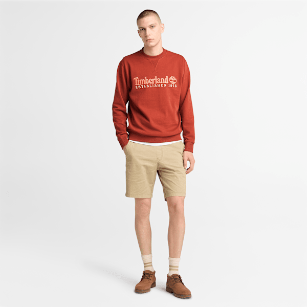 Timberland Established 1973 Embroidered Logo Crew Neck Sweatshirt Burnt Henna Men'S