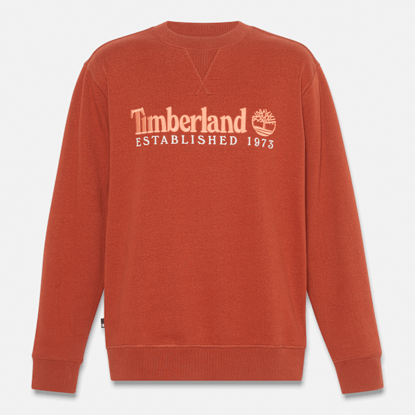 Timberland Established 1973 Embroidered Logo Crew Neck Sweatshirt Burnt Henna Men'S