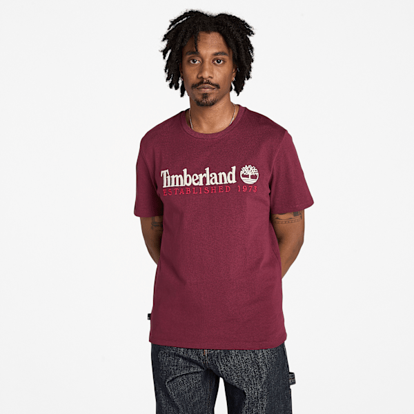 Timberland Established 1973 Embroidery Logo T-Shirt Burgundy Men'S