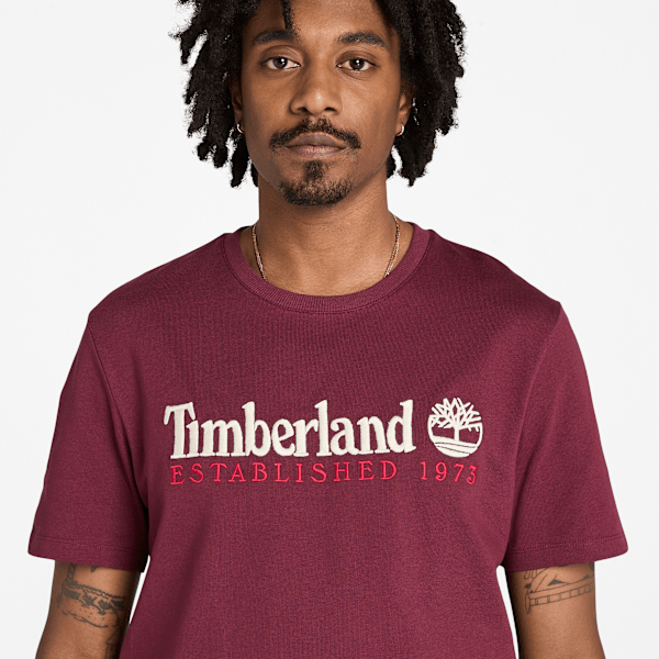 Timberland Established 1973 Embroidery Logo T-Shirt Burgundy Men'S