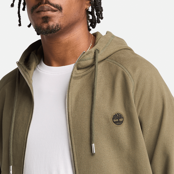 Timberland Exeter River Loopback Full Zip Hoodie Leaf Green Men'S