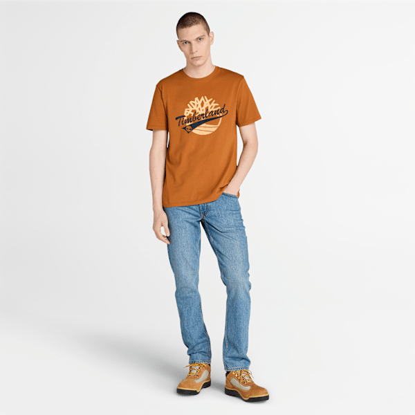 Timberland Front Graphic T-Shirt Leather Brown Men'S
