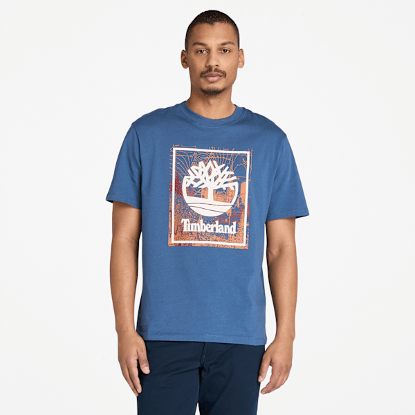 Timberland Front Seasonal Stack Logo Graphic T-Shirt Dark Blue Men'S