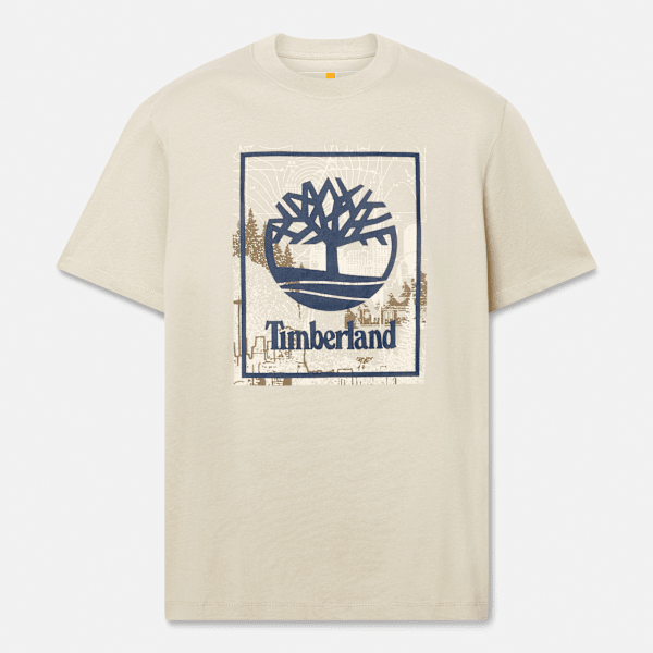 Timberland Front Seasonal Stack Logo Graphic T-Shirt Taupe Men'S