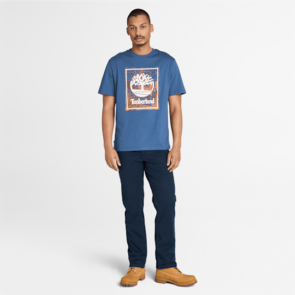 Timberland Front Seasonal Stack Logo Graphic T-Shirt Dark Blue Men'S