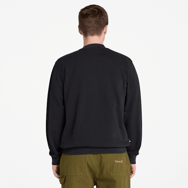 Timberland Leather Badge Crewneck Sweatshirt Black Men'S