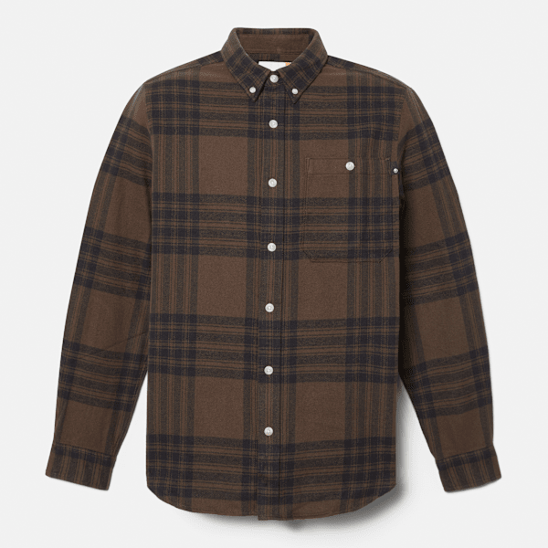 Timberland Midweight Flannel Check Shirt Chocolate Brown Men'S