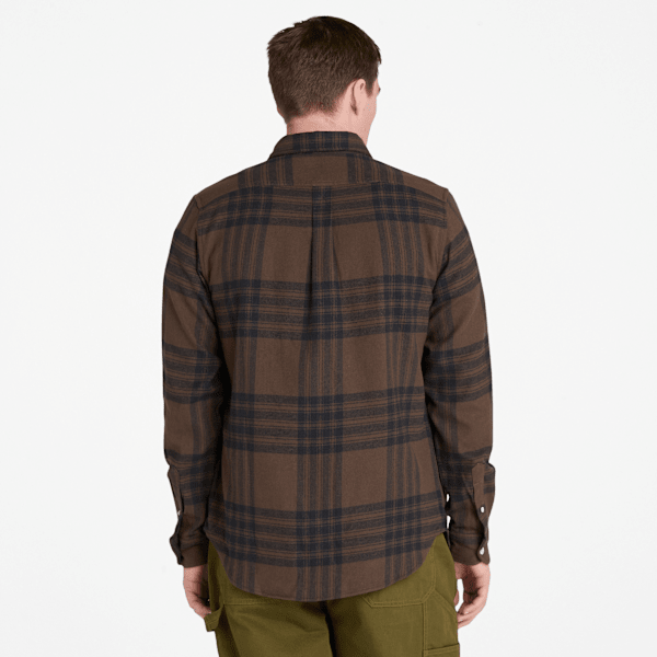 Timberland Midweight Flannel Check Shirt Chocolate Brown Men'S