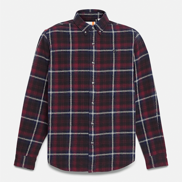 Timberland Midweight Flannel Checkered Shirt Burgundy Men'S