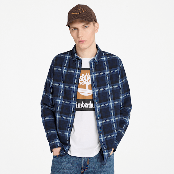Timberland Midweight Flannel Checkered Shirt Dark Navy Men'S