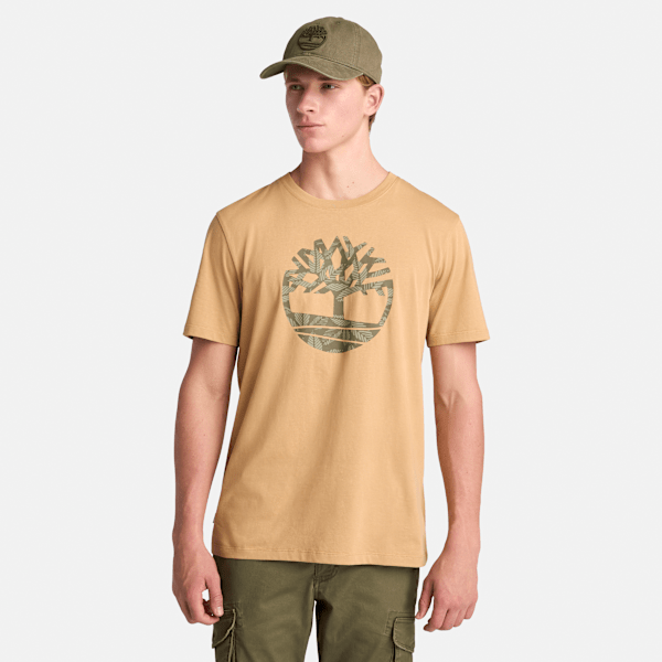 Timberland Northwood Floral Tree Logo Short-Sleeve T-Shirt Light Wheat Men'S