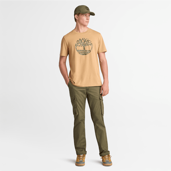 Timberland Northwood Floral Tree Logo Short-Sleeve T-Shirt Light Wheat Men'S