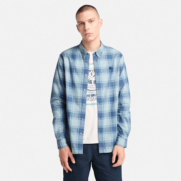 Timberland Poplin Check Shirt Dark Denim Men'S