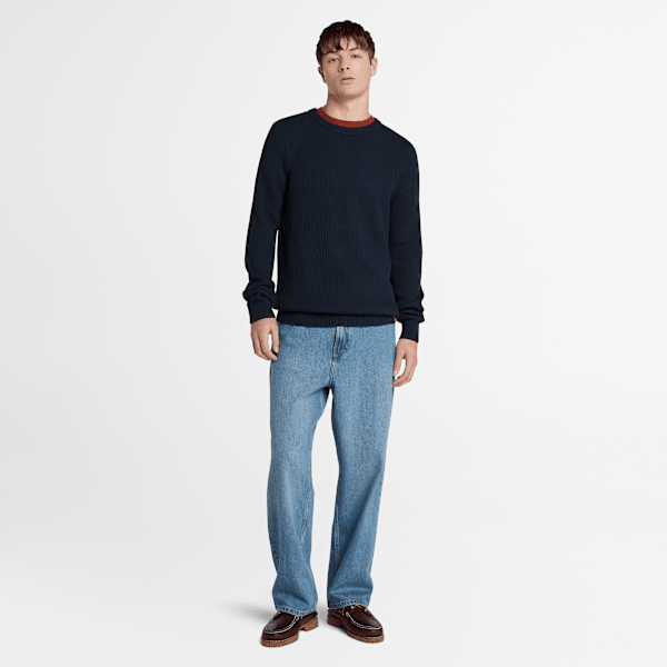 Timberland Raglan Sleeve Ribbed Sweater Dark Sapphire Men'S