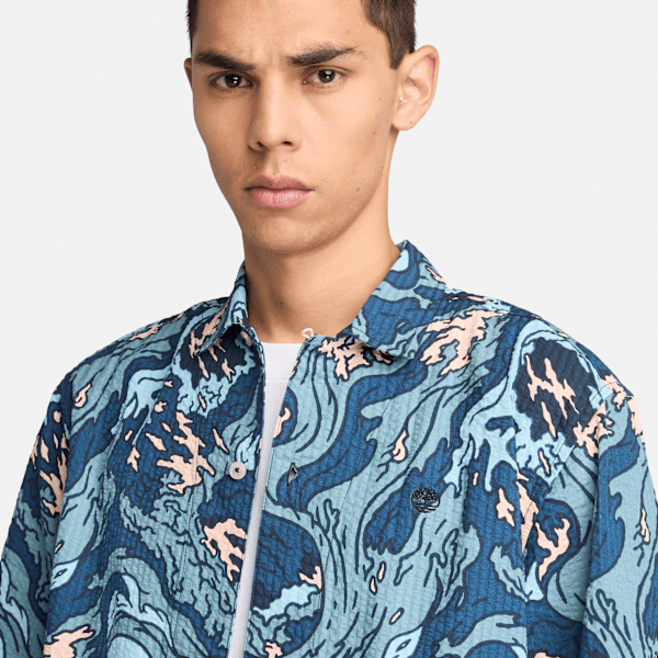 Timberland Seersucker Graphic Resort Shirt Coastal Multicolor Men'S