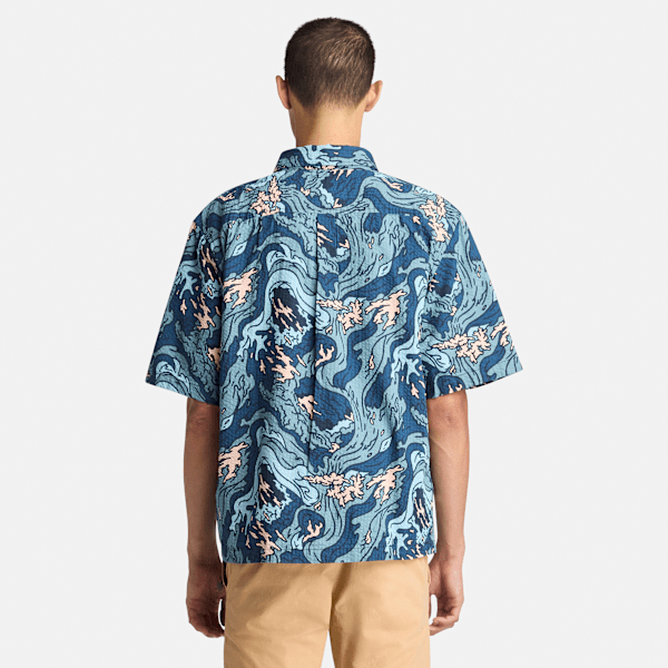 Timberland Seersucker Graphic Resort Shirt Coastal Multicolor Men'S